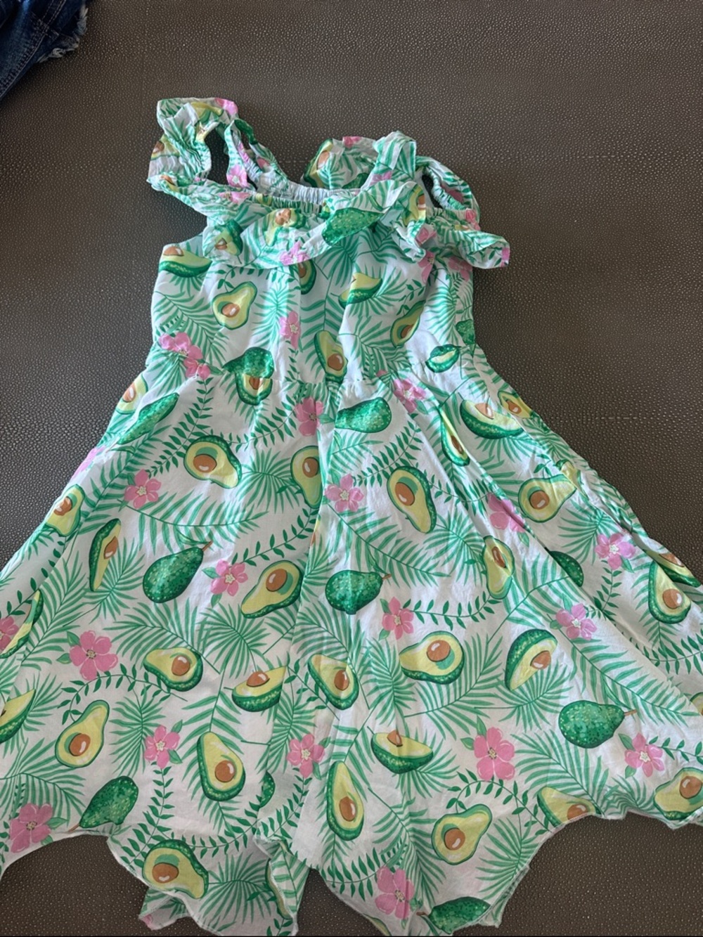 Cynthia Rowley Green & Pink Avocado Print Ruffle Sundress